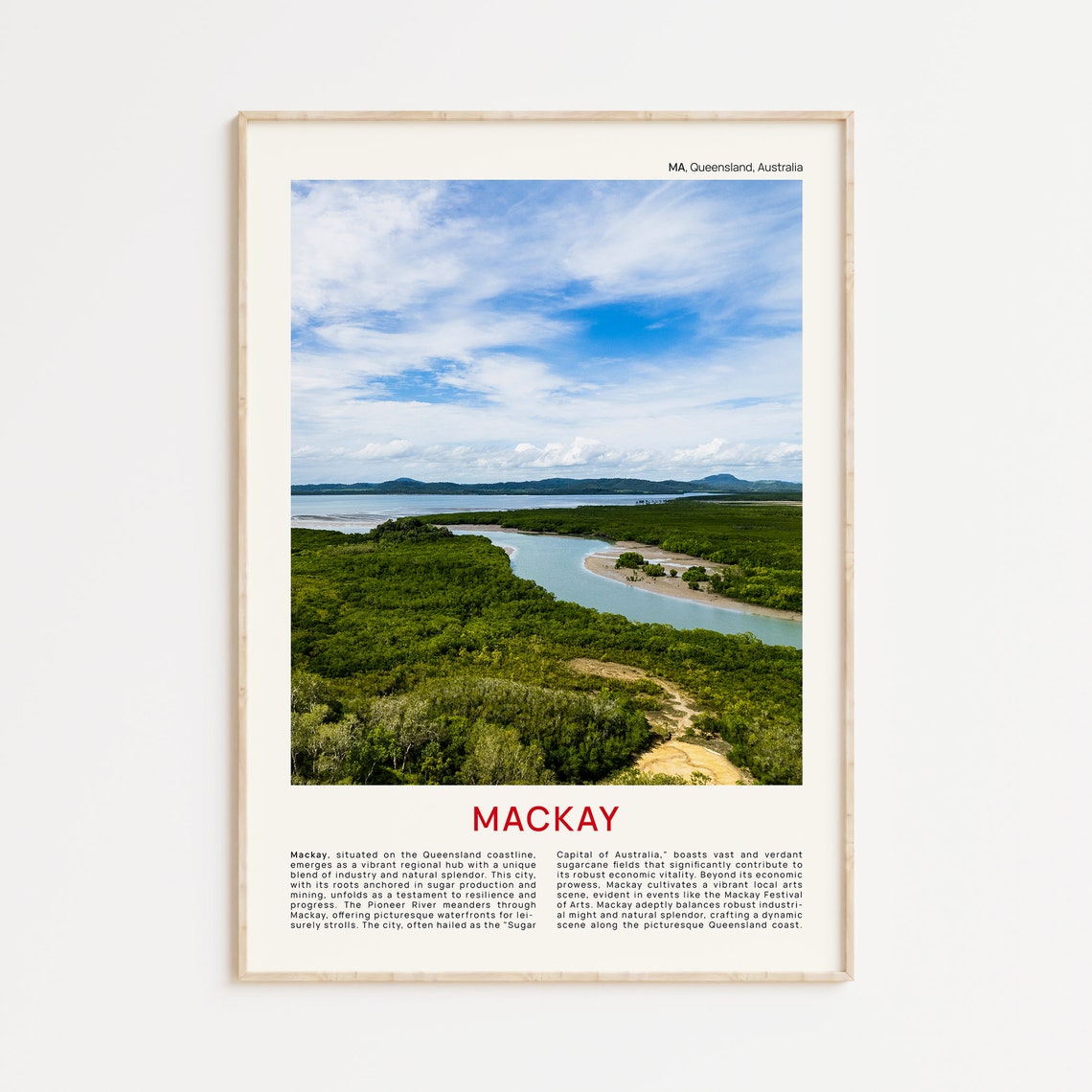 Mackay Queensland Winding River Aerial Nature Photo Travel Poster