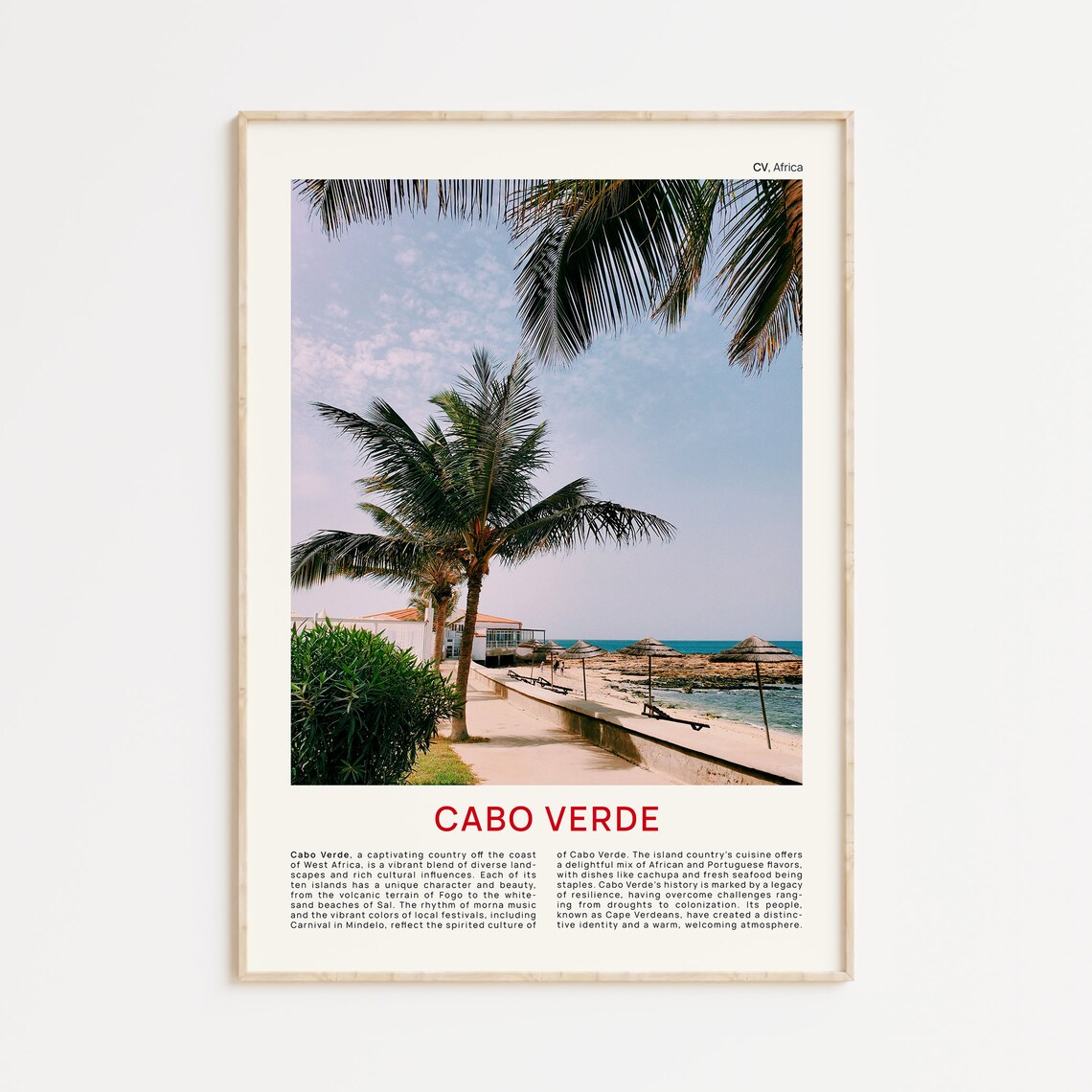 Cabo Verde Travel Poster, Palms Wall Art