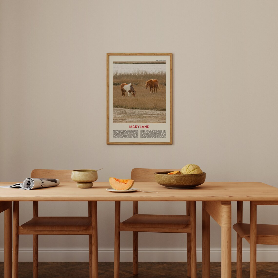 Maryland Wild Horses Golden Salt Marsh Coastal Wildlife Photo Poster - Image 4