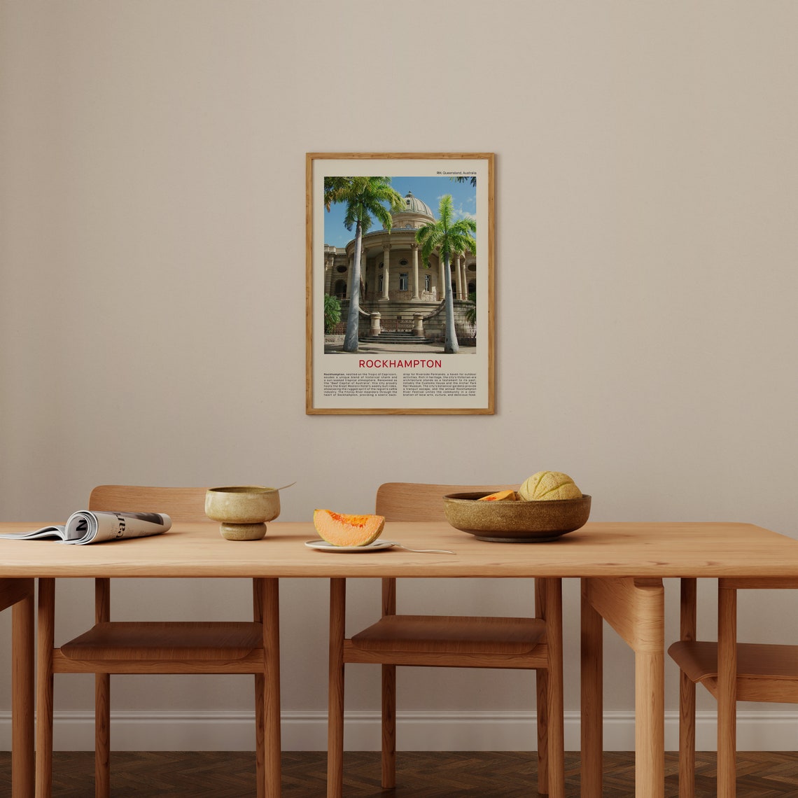 Rockhampton Historic Custom House with Palm Trees Travel Poster - Image 4