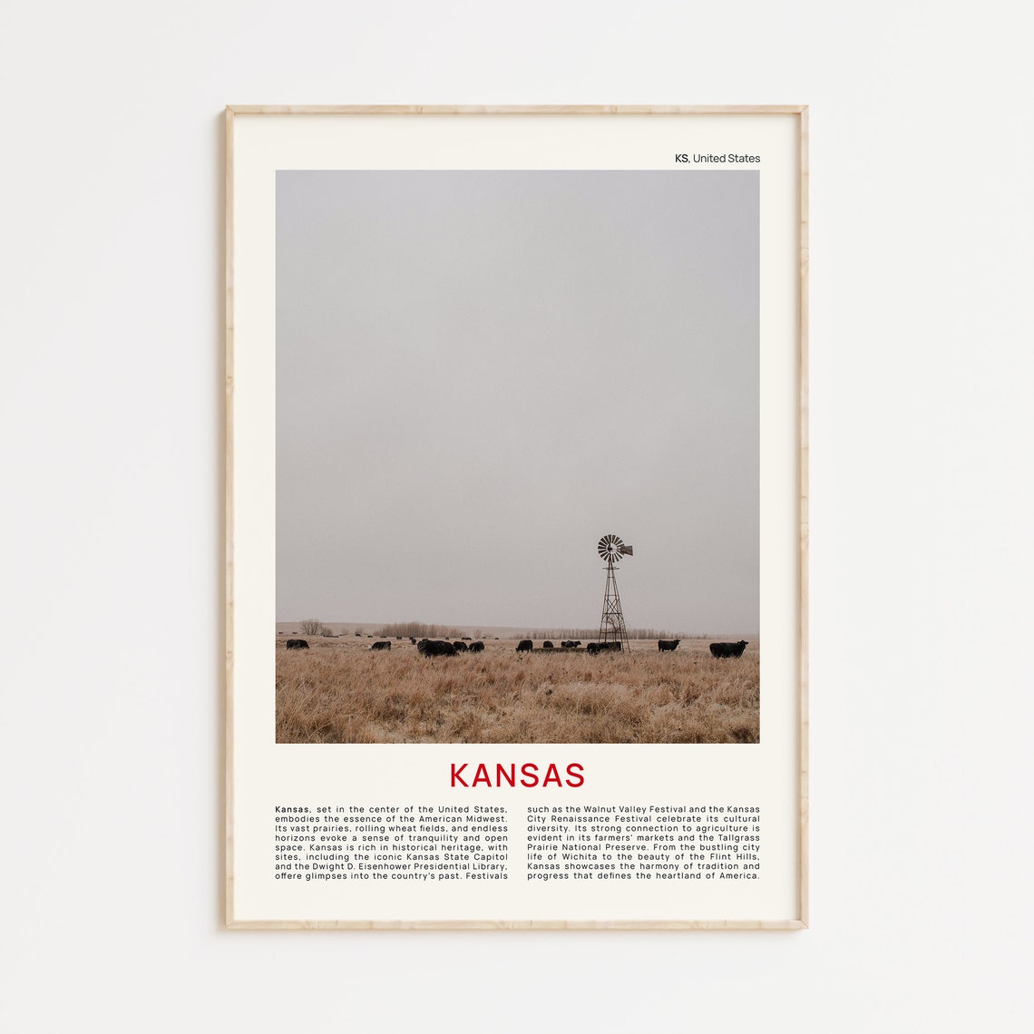 Kansas Prairie Cattle Ranch Windmill Golden Grassland Poster