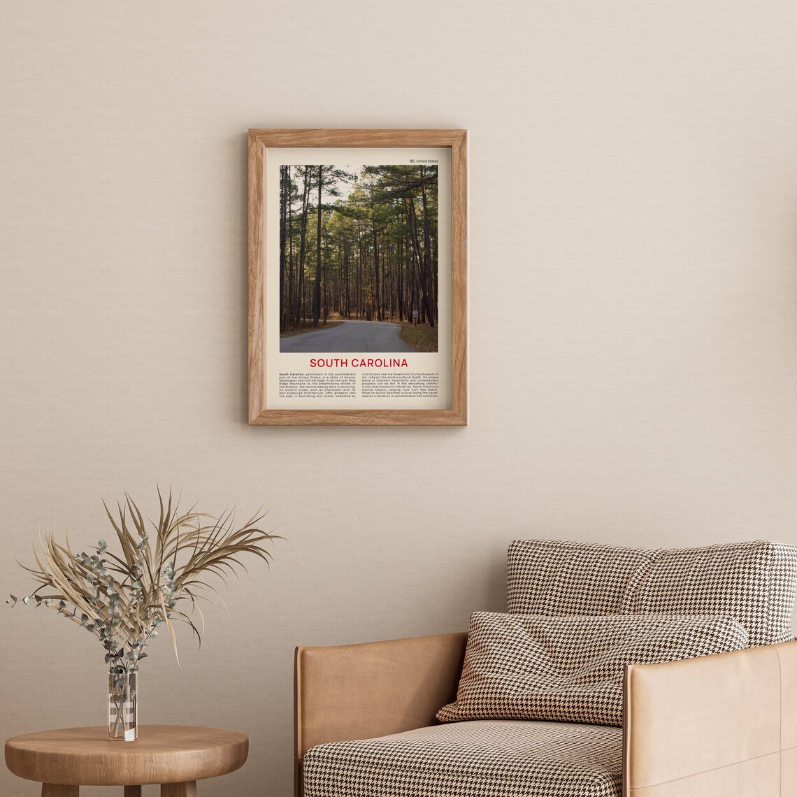 South Carolina Pine Forest Winding Road Journey Scene Film Poster - Image 3