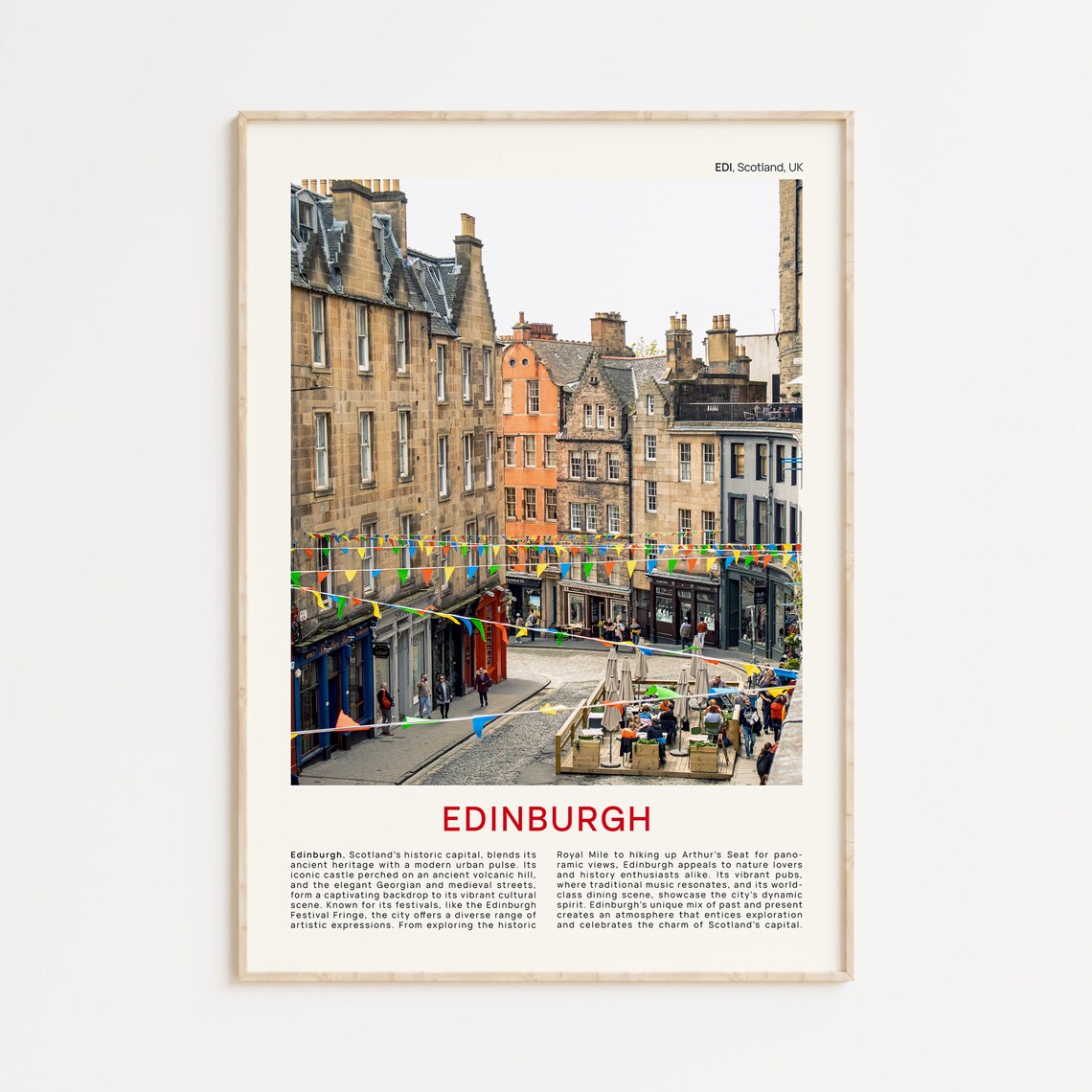 Edinburgh Scotland Old Town Bunting Street Scene UK Photo Poster