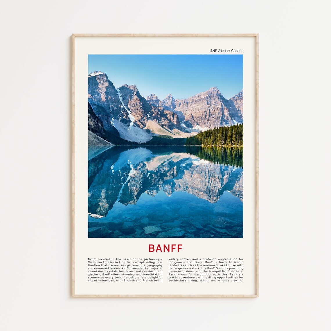 Banff Moraine Lake Rocky Mountain Peak Reflection Photo Poster