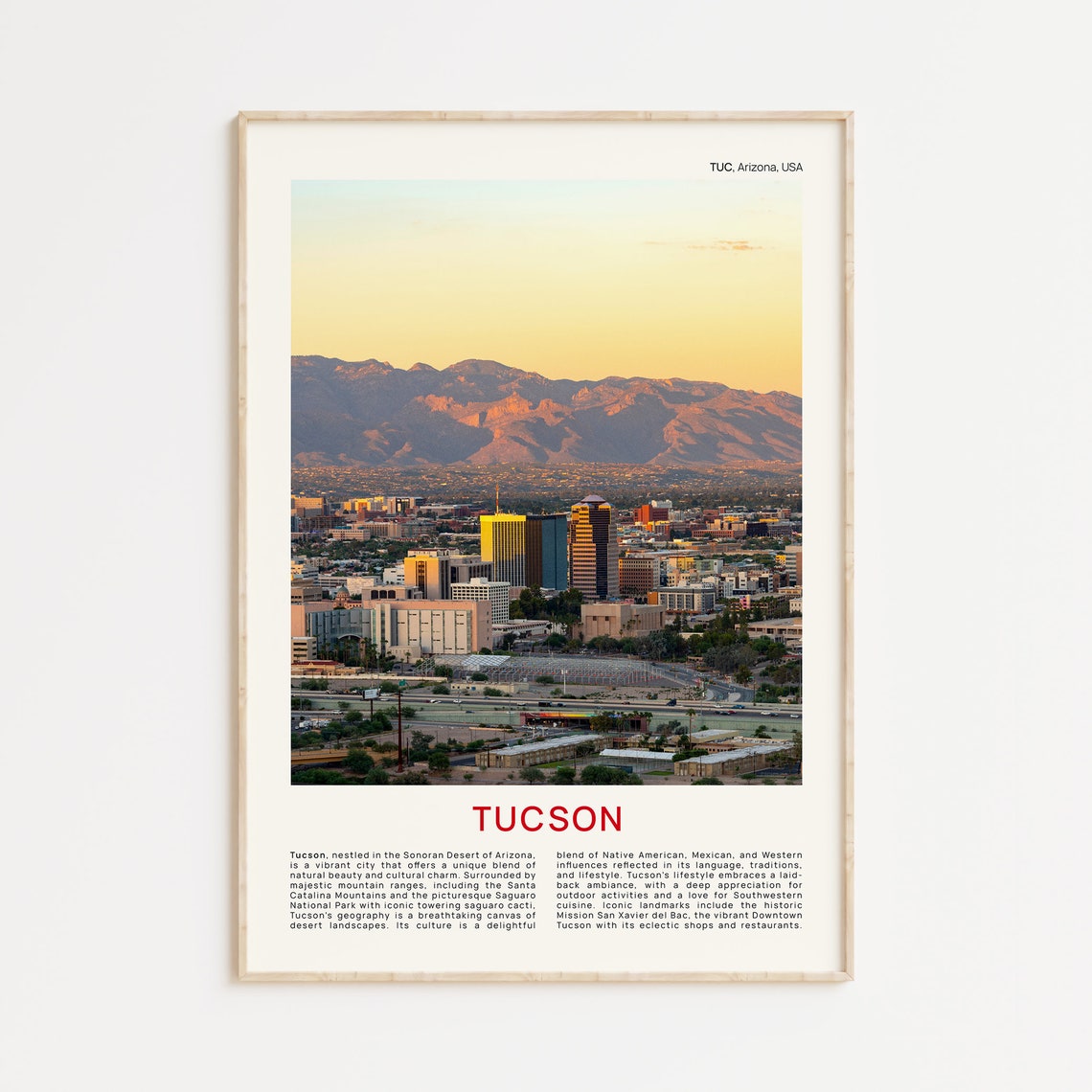 Tucson Print Film Photo Tucson Wall Art Tucson Poster Tucson Photo Tucson Poster Print Arizona Wall Decor United States Poster Print