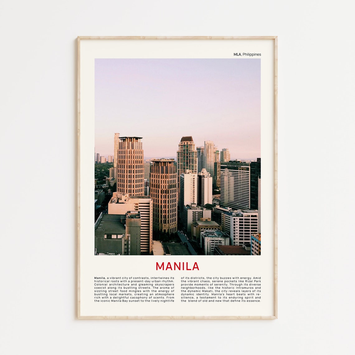 Manila Philippines Downtown Skyline Sunset Cityscape Photo Poster