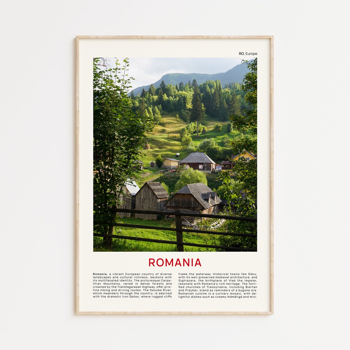 Romania Transylvania Green Mountain Village Photo Travel Poster