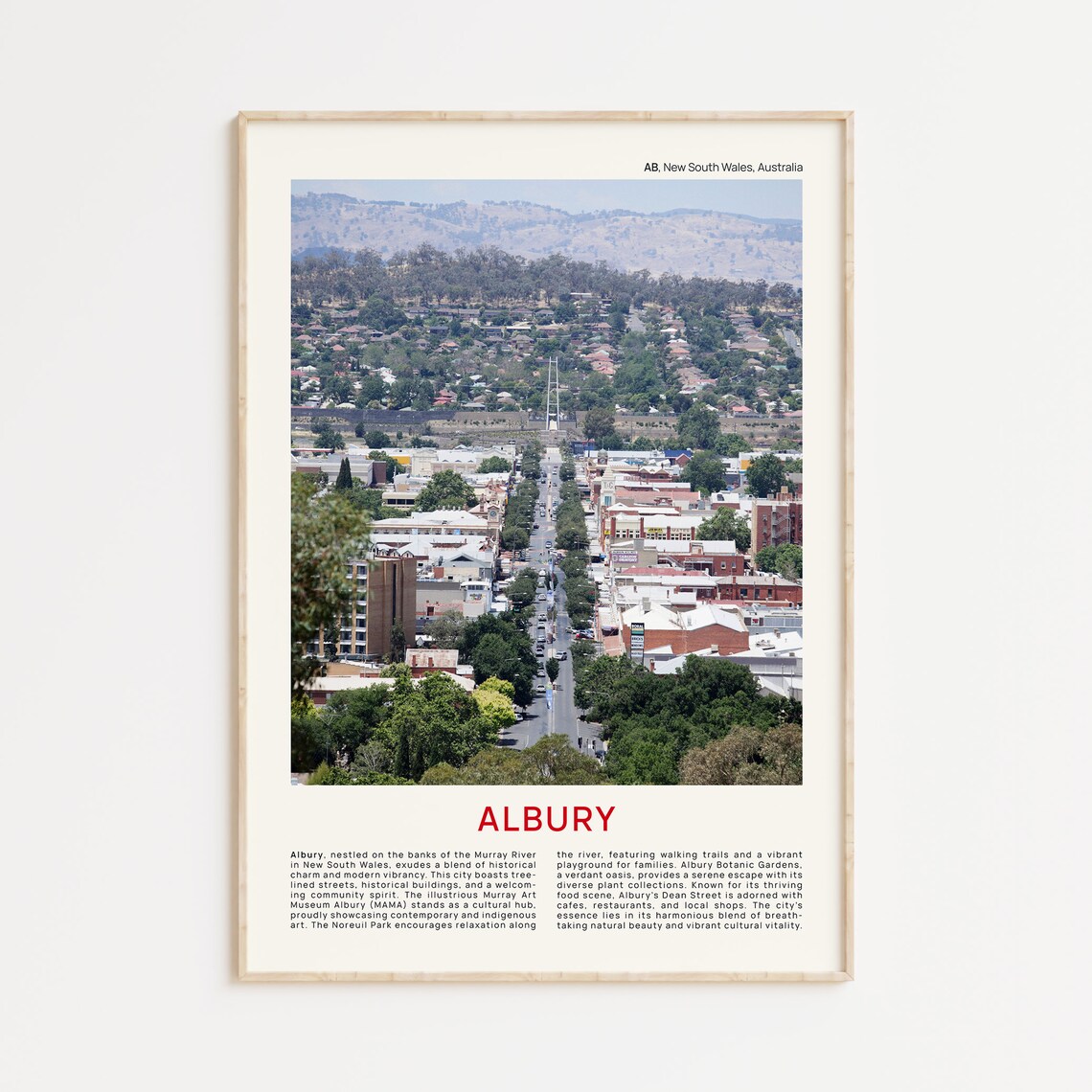 Albury New South Wales Town Main Street Overlook Travel Poster