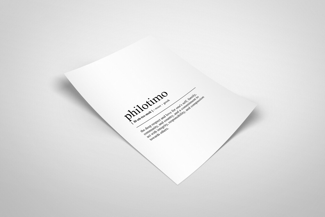Philotimo Definition Art Print, Friendship Wall Decor - Image 2