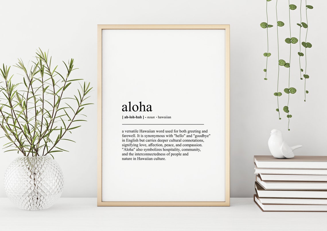 Aloha Hawaiian Typography Word Definition Minimalist Dictionary Poster - Image 3