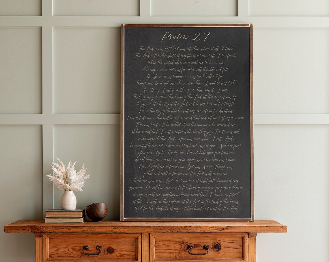 Psalm 27 Scripture Sign, Bible Verse Wall Art Print