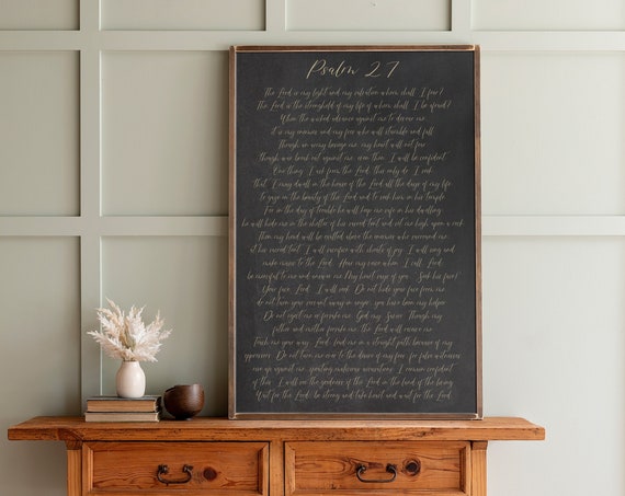 Psalm 27 Scripture Sign, Bible Verse Wall Art Print