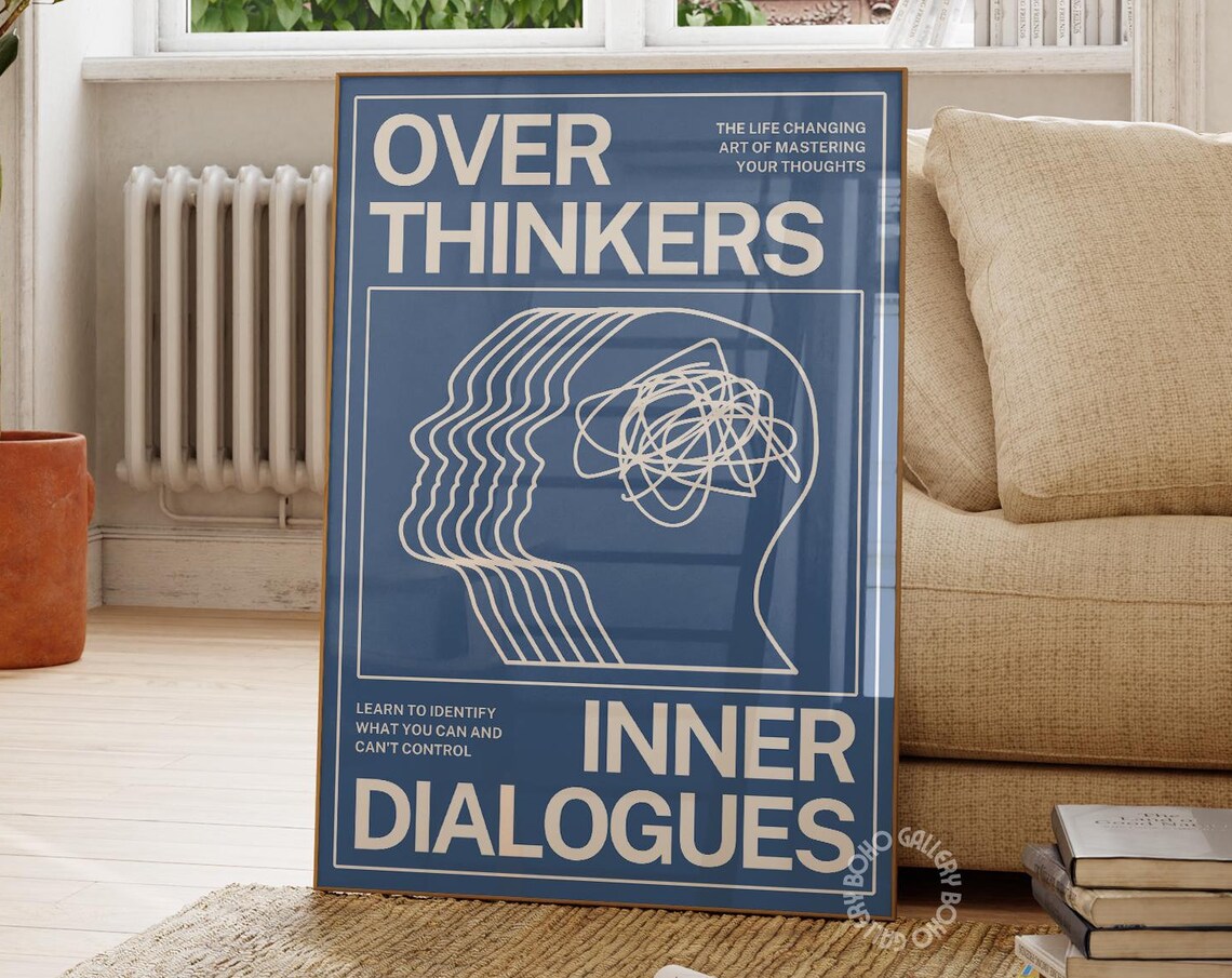 Overthinkers Retro Trendy Dorm Wall Art Print - Image 3
