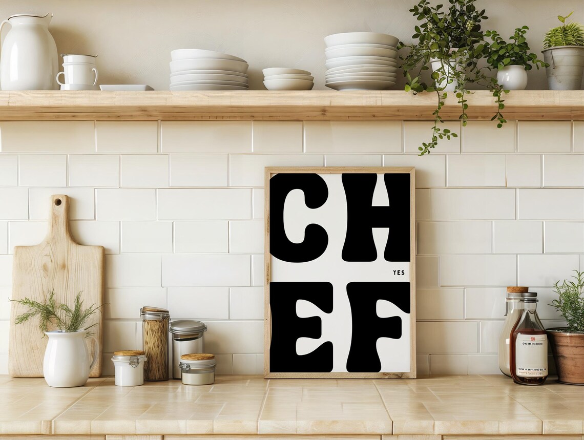 Yes Chef Wall Art Print Kitchen Wall Art Yes Chef Typography Print Kitchen Art Kitchen Typography Print Trendy Print - Image 3