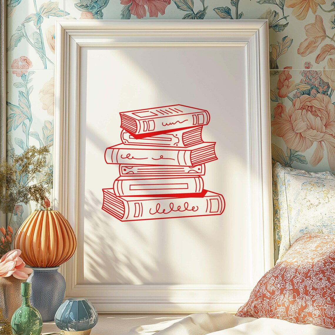 Book Stack Reading Poster, Book Lover Decor - Image 3