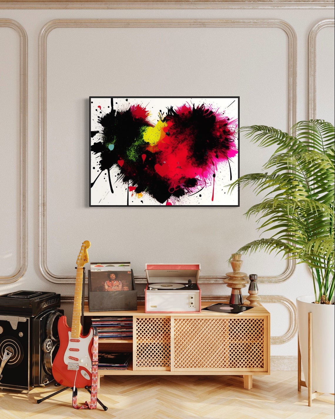 Abstract Splatter Heart Art Poster in Red Black and Pink Chaos - Image 4