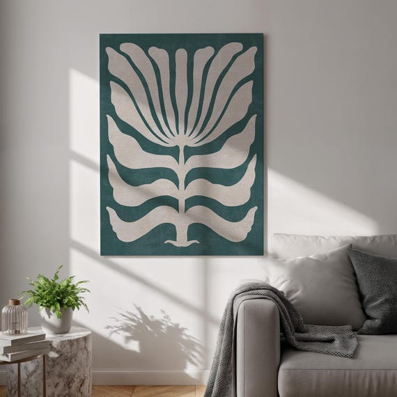 Abstract Botanical Canvas Print Minimalist Green Wall Decor Modern Beige Nature Poster Framed Art For Living Room And Bedroom Spaces