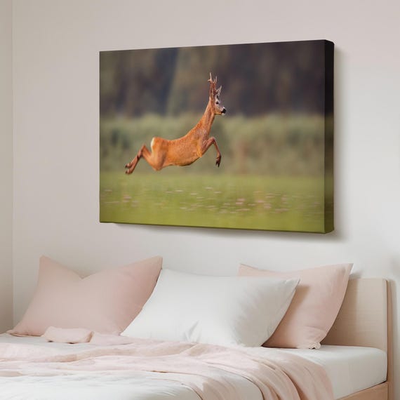 Running Deer Decorative Canvas Painting Wall Decor Gift For Nature Enthusiasts Animal Modern Art