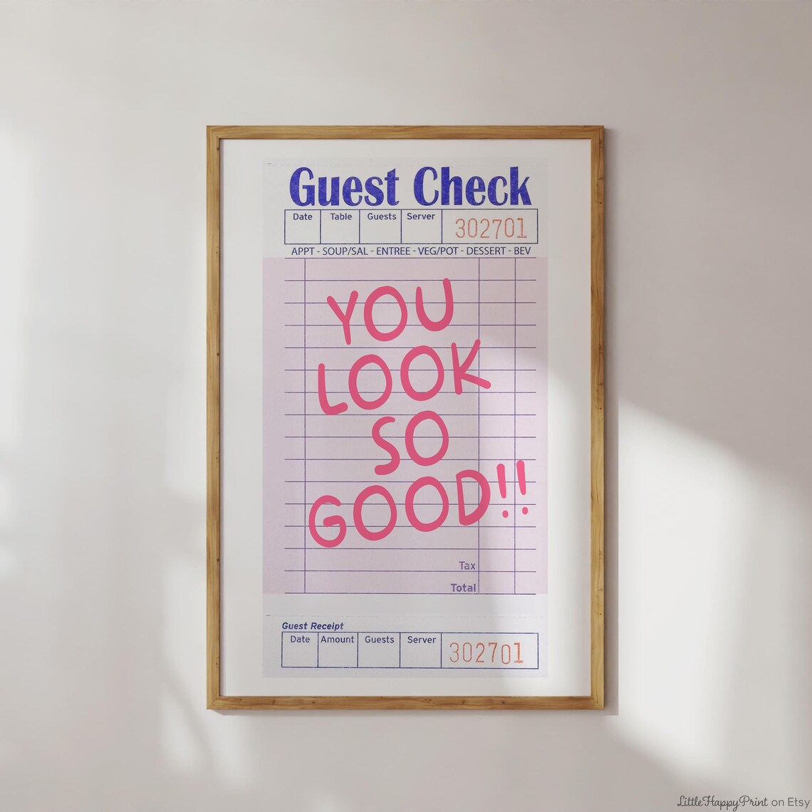 You Look So Good Guest Check Receipt Retro Diner Quote Poster