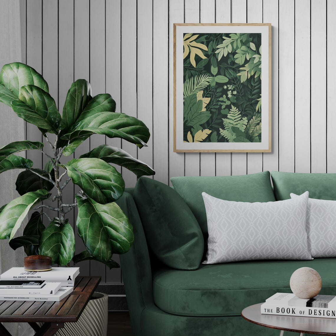 Dark Green Botanical Forest Leaves Ferns Moody Jungle Wall Art Poster - Image 3