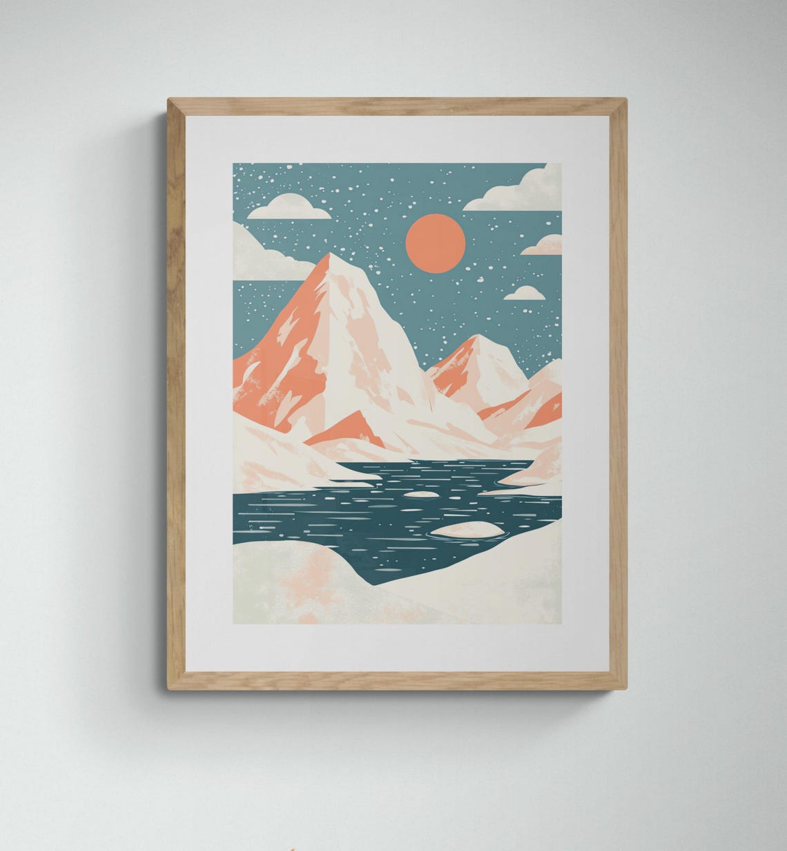 South Pole Adventure Snowy Mountains Icy Lake Sunset Kids Art Poster - Image 4