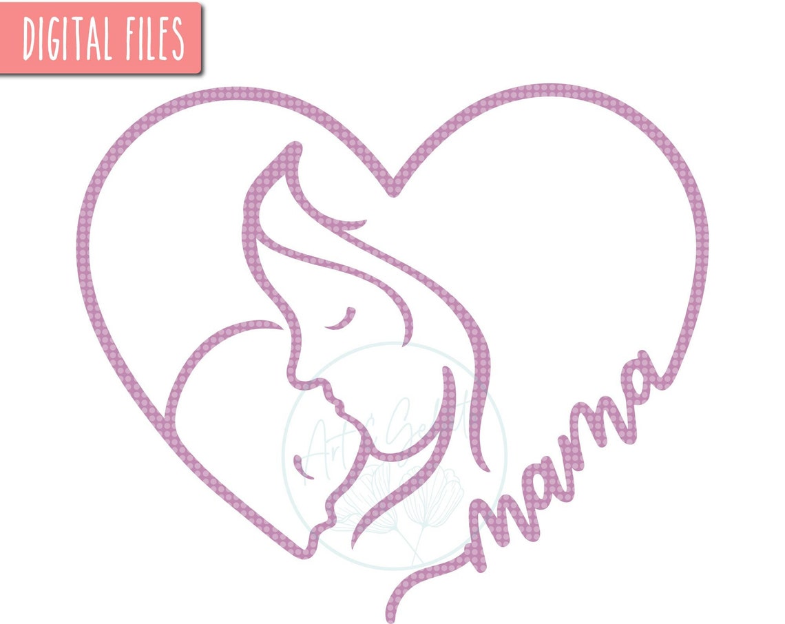 Mama And Baby Heart Svg Mama Heart Svg Happy Mothers Day Svg Mothers Day Shirt Svg Mom And Baby Silhouette Svg Motherhood Svg Mama