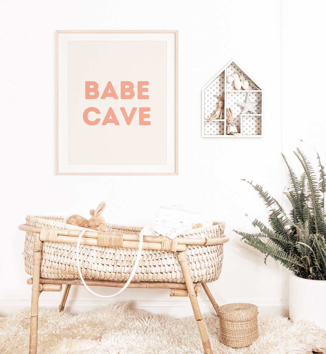 Babe Cave Coral Block Letter Framed Poster for Boho Nursery Decor - Image 3