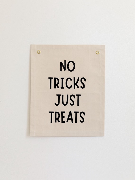 No Tricks Just Treats Halloween Banner Cute Trick Or Treat Wall Poster