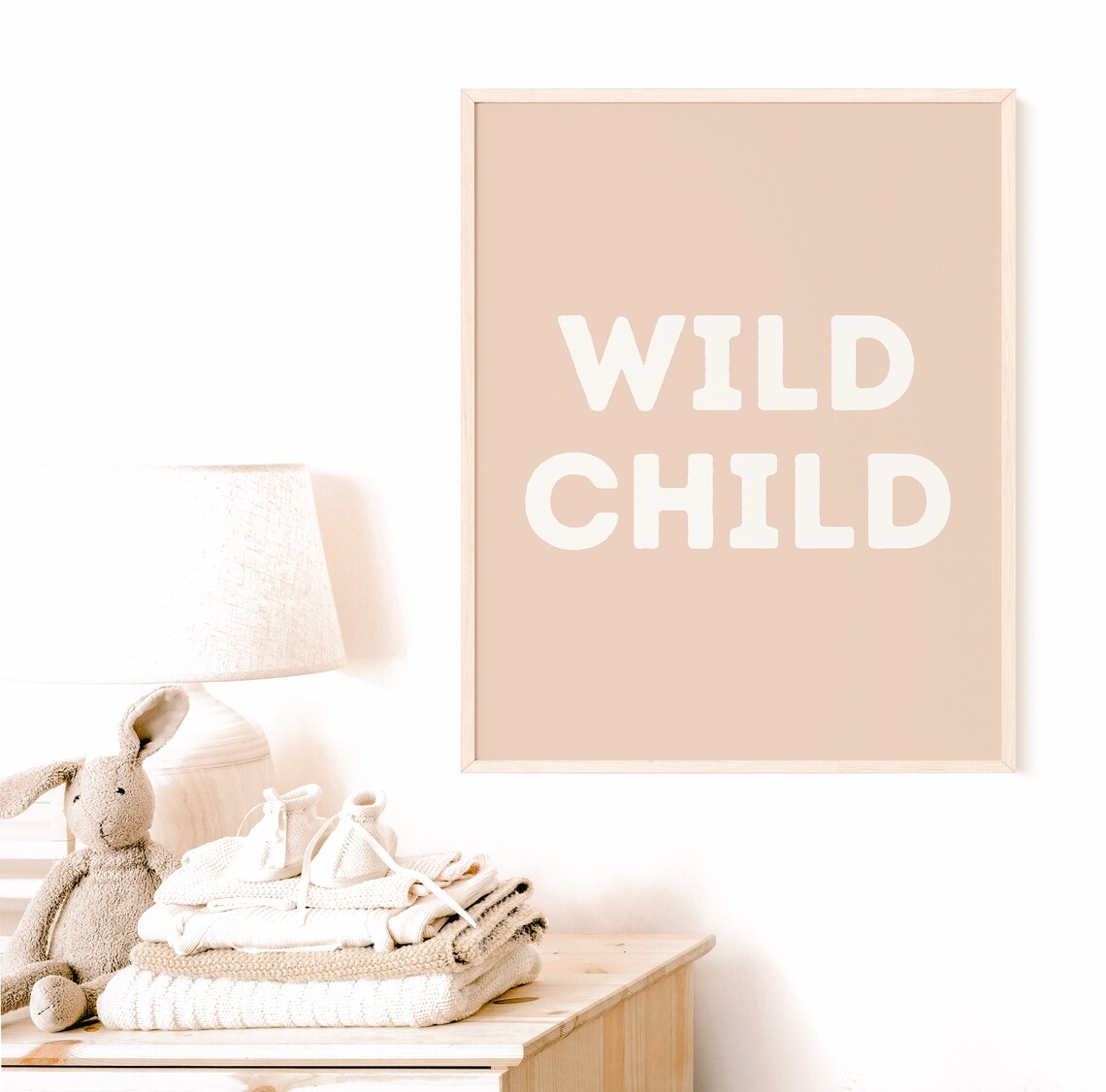 Wild Child White Lettering Blush Pink Nursery Kids Room Framed Poster - Image 2