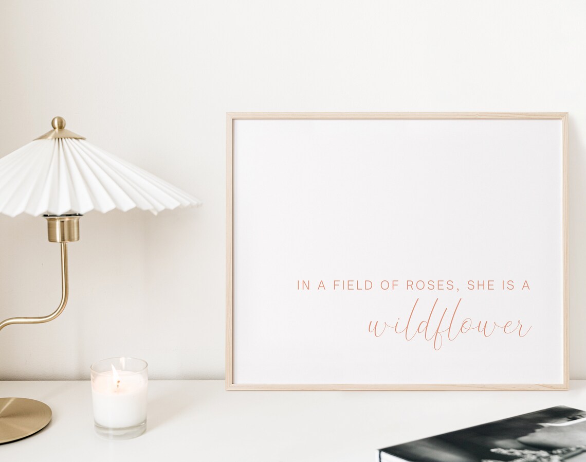 In a Field of Roses She Is a Wildflower Blush Script Framed Poster - Image 2