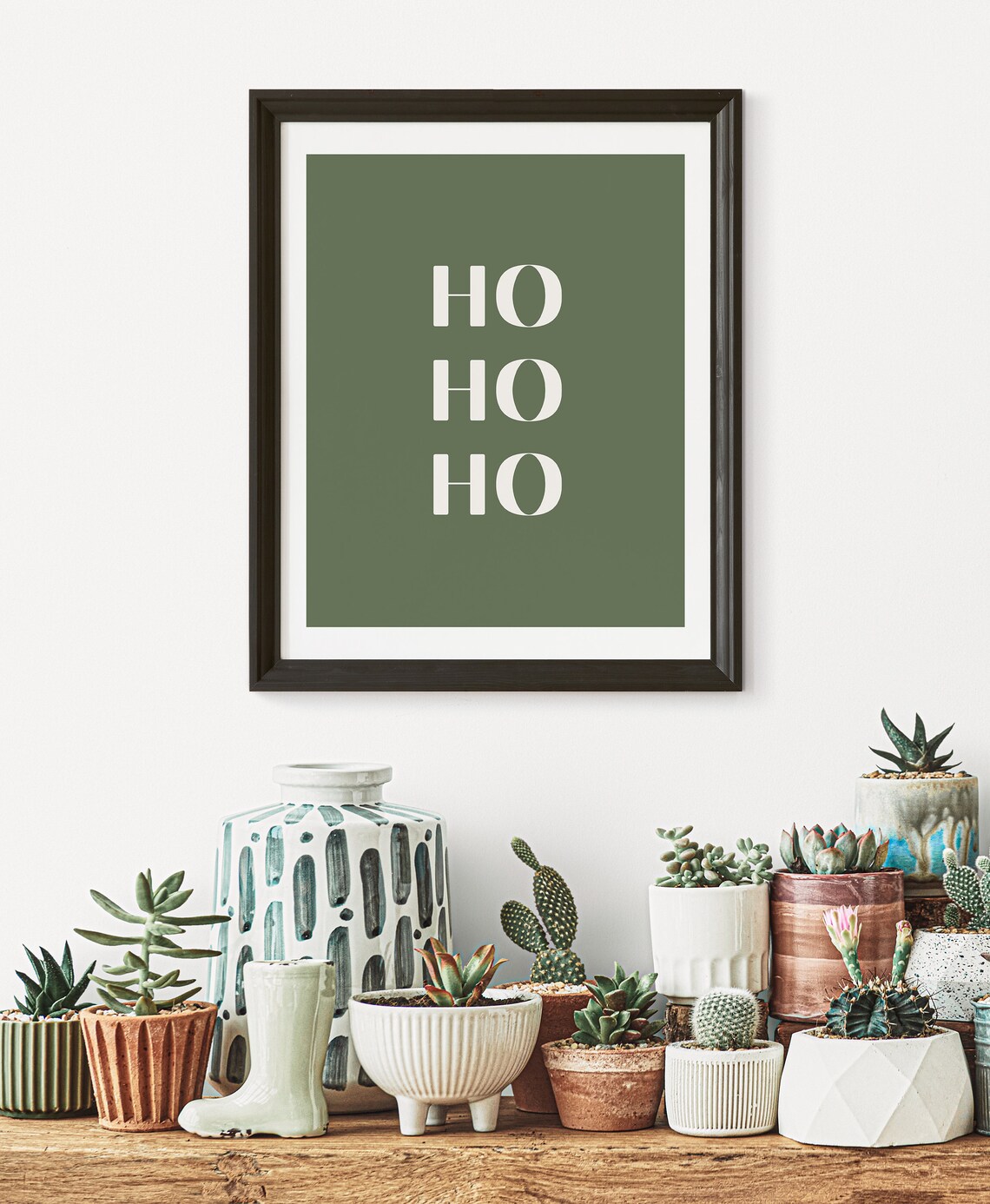 Ho Ho Ho Sage Green Minimalist Christmas Typography Holiday Poster - Image 2