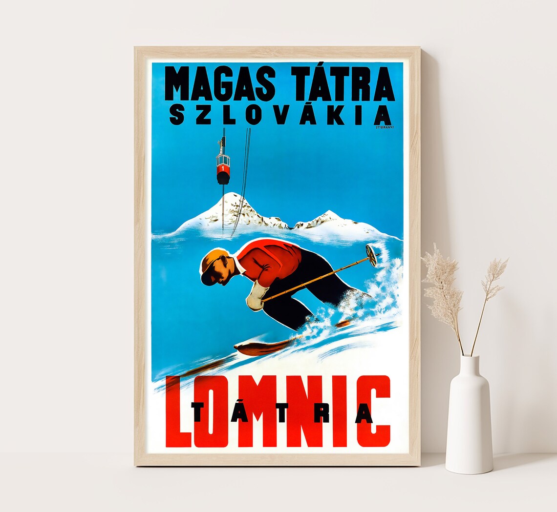 Lomnica Slovakia High Tatras Vintage Ski Resort Mountain Travel Poster