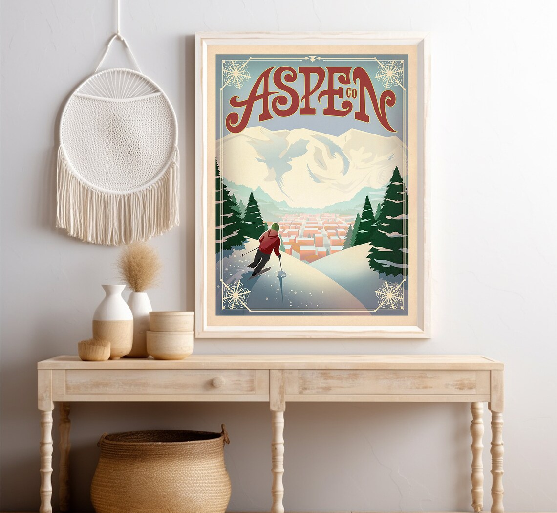 Aspen Vintage Travel Poster, Mountain Town Art Print - Image 4