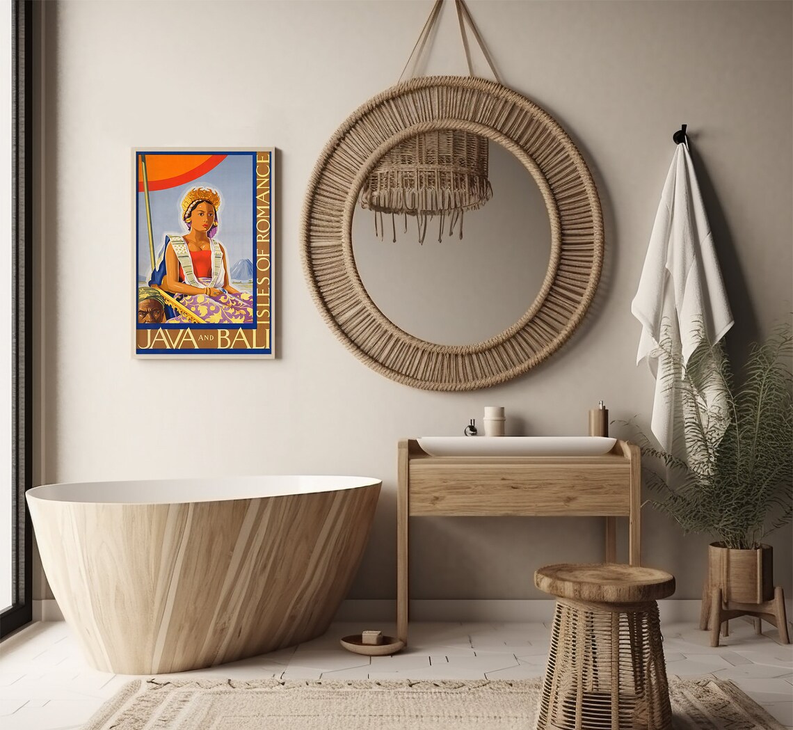 Java And Bali Isles Of Romance Golden Headdress Vintage Travel Poster - Image 2