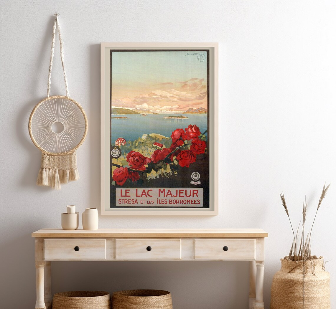 Le Lac Majeur Stresa Borromean Islands Italy Red Roses Travel Poster - Image 4