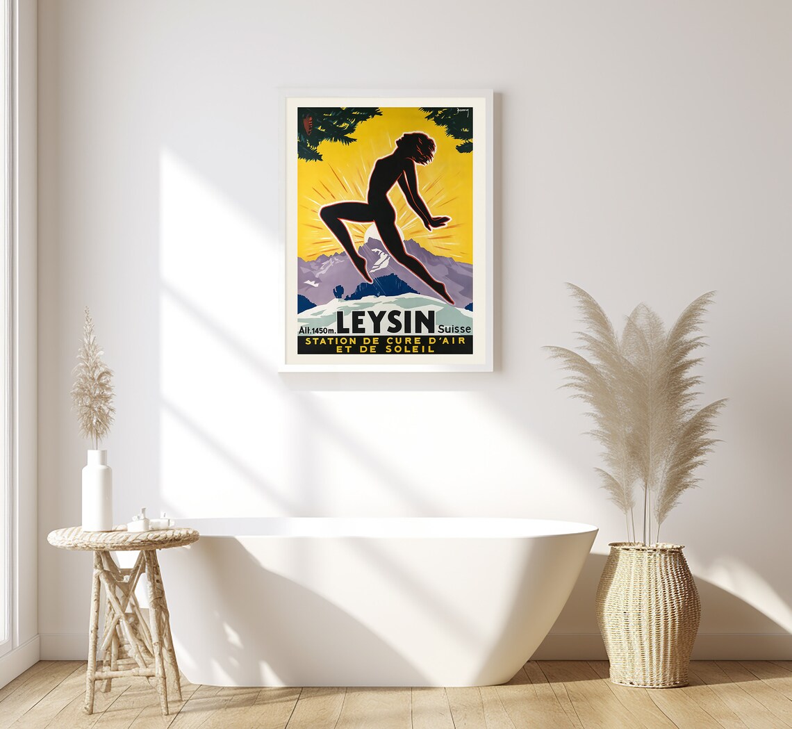 Leysin Alps Resort Switzerland Vintage Travel Poster - Image 2