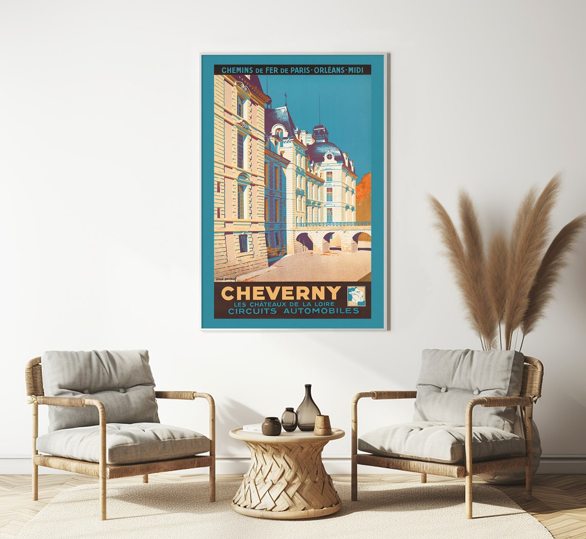 Cheverny France Loire Valley Castle Facade Vintage Chateau Poster - Image 3