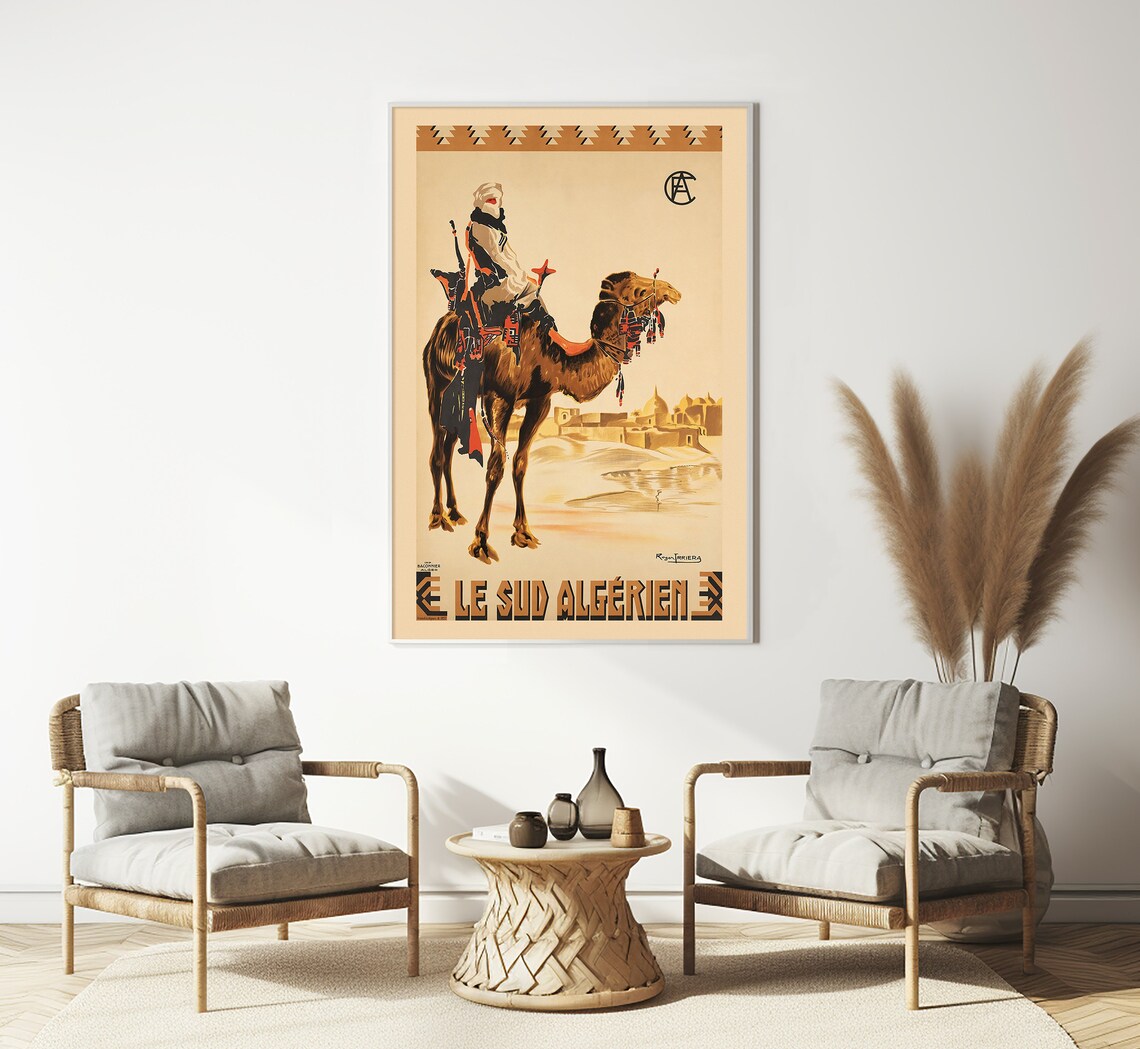 Bedouin on Camel Algeria Vintage Travel Poster - Image 3