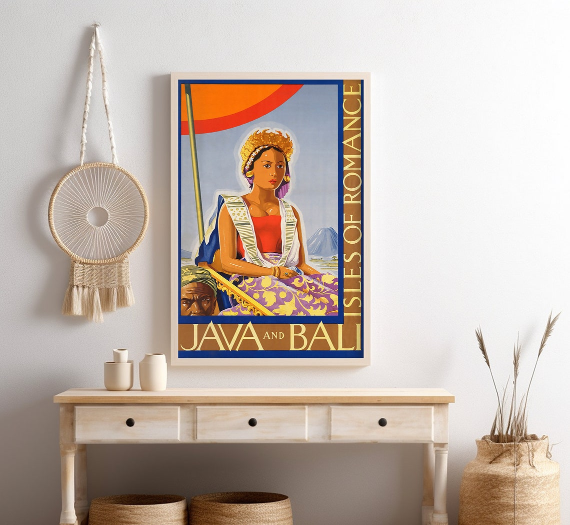 Java And Bali Isles Of Romance Golden Headdress Vintage Travel Poster - Image 4