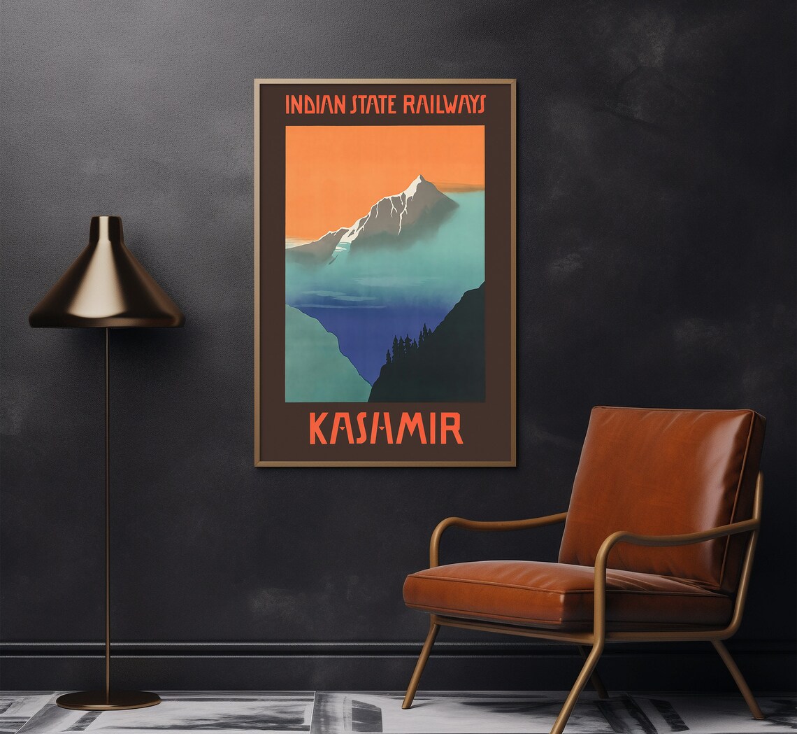 Kashmir Indian State Railways Vintage Travel Poster - Image 2