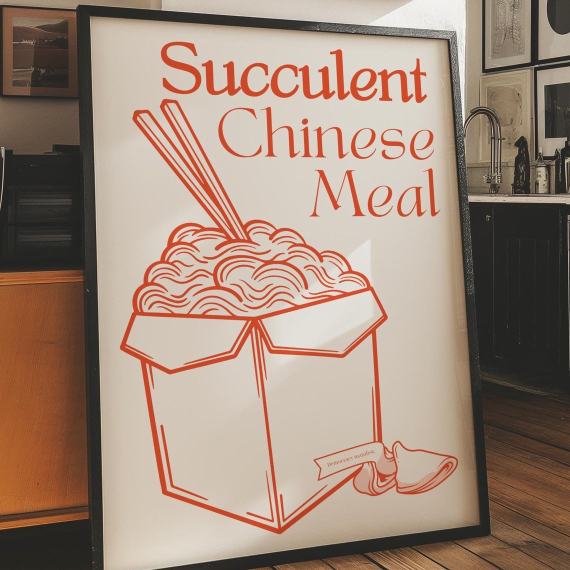Succulent Chinese Meal Orange Takeout Noodle Funny Meme Poster - Image 2