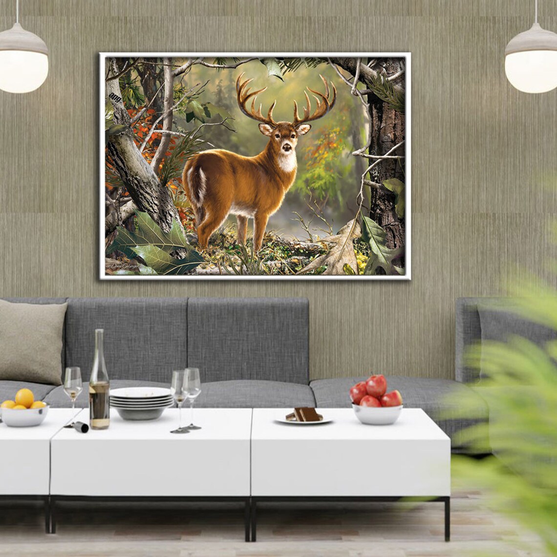 Majestic Whitetail Buck With Large Antlers Woodland Wildlife Poster - Image 2