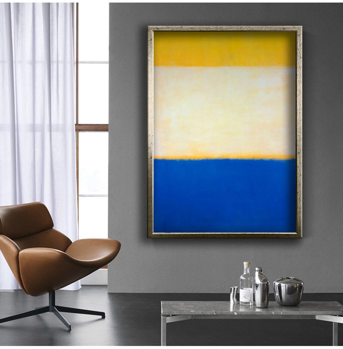 Mark Rothko Style Yellow White Blue Color Field Abstract Wall Poster - Image 4