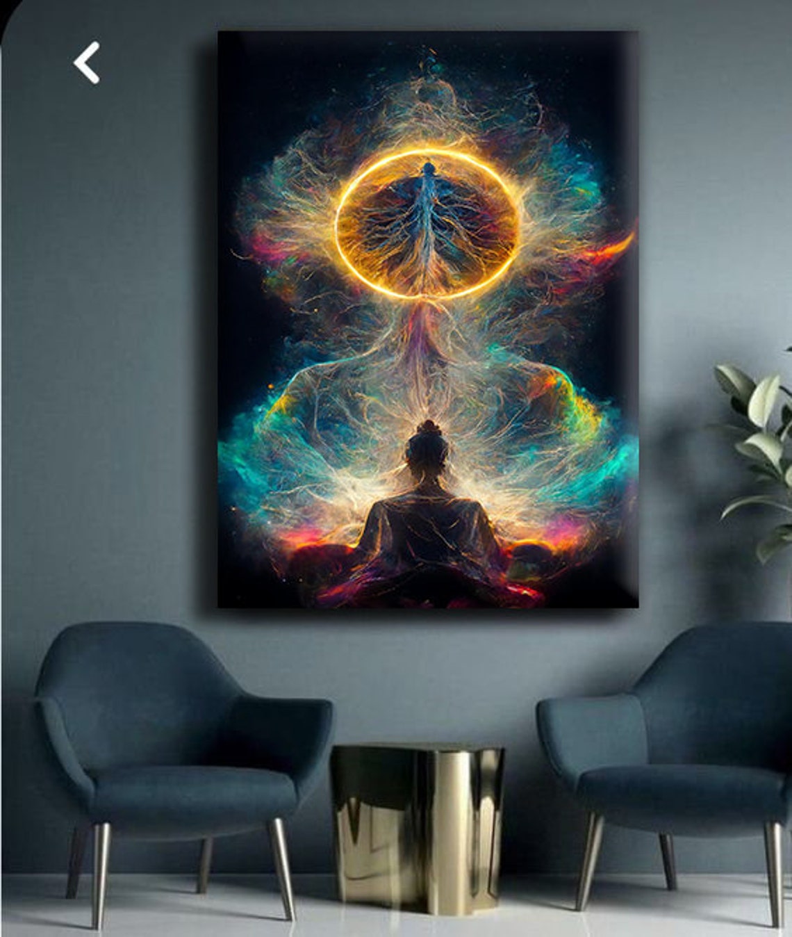 Meditation Cosmic Energy Golden Tree of Life Spiritual Art Print - Image 4