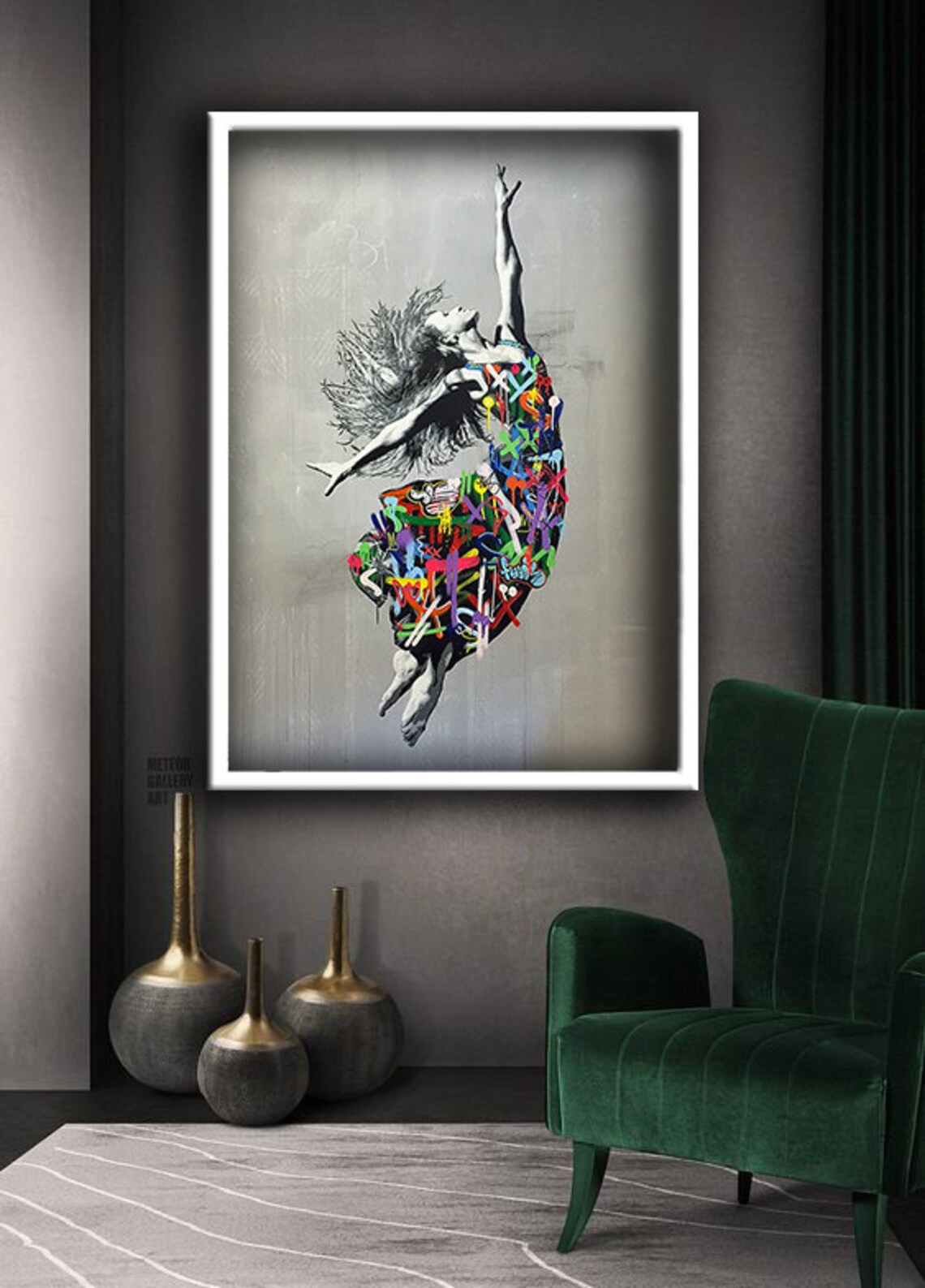 Dancer Jumping Graffiti Dress Colorful Street Art Ballet Motion Wall Poster - Image 2