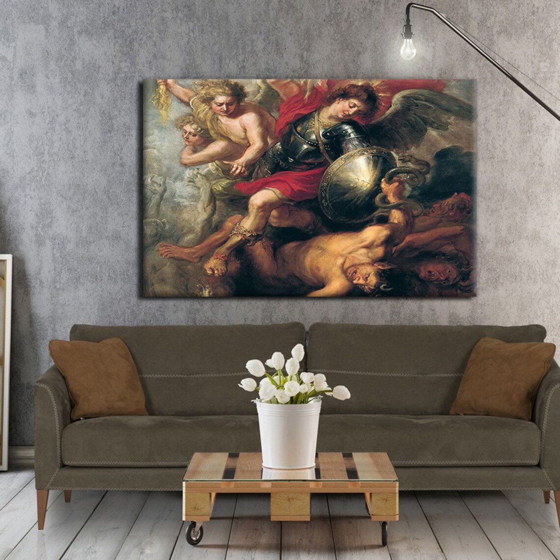Baroque Angels Battle Demons Classical Oil Painting Art Print