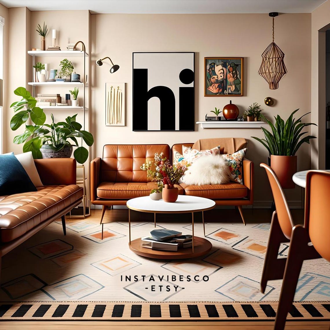 Hi Greeting Minimalist Giant Lowercase Typography Beige Poster - Image 2