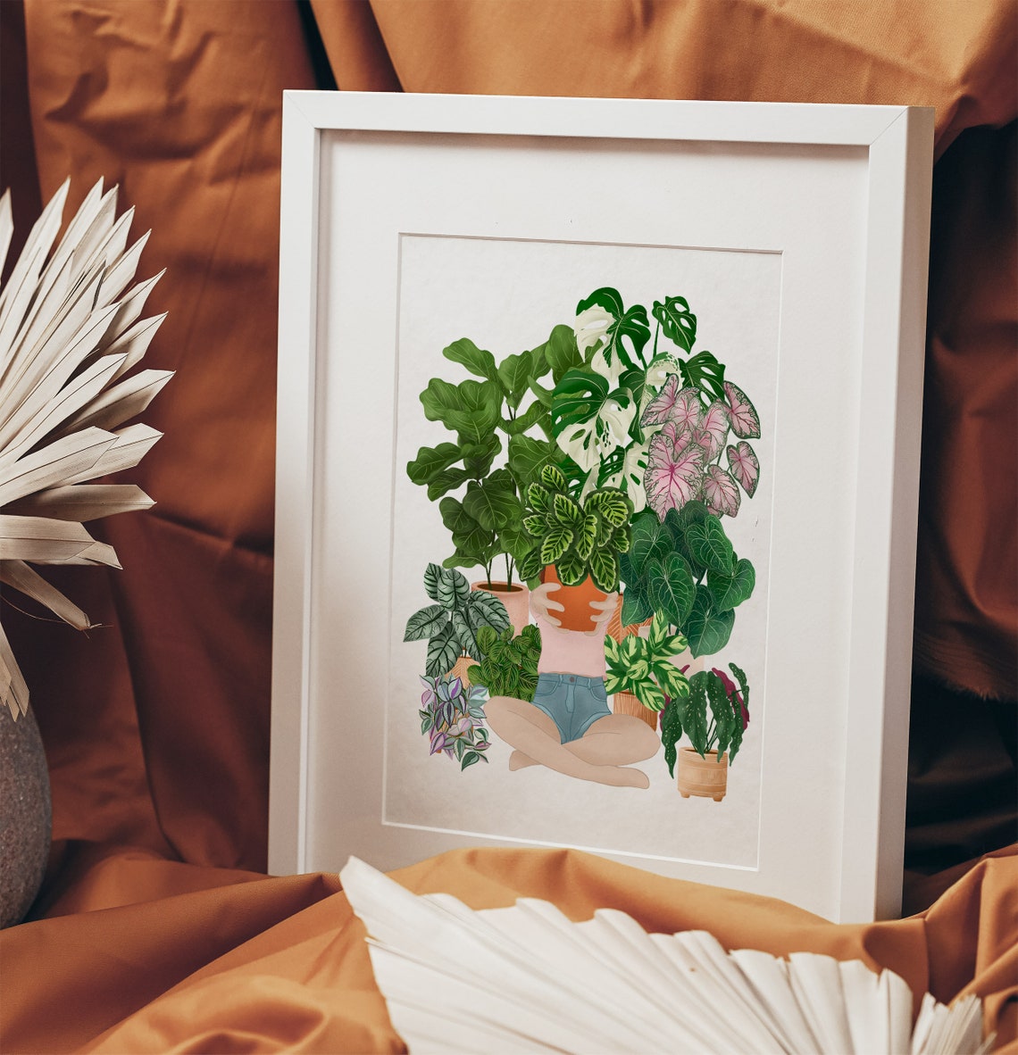 Girl Holding Monstera Pot Hiding Face Fun Plant Lady Gift Poster - Image 2