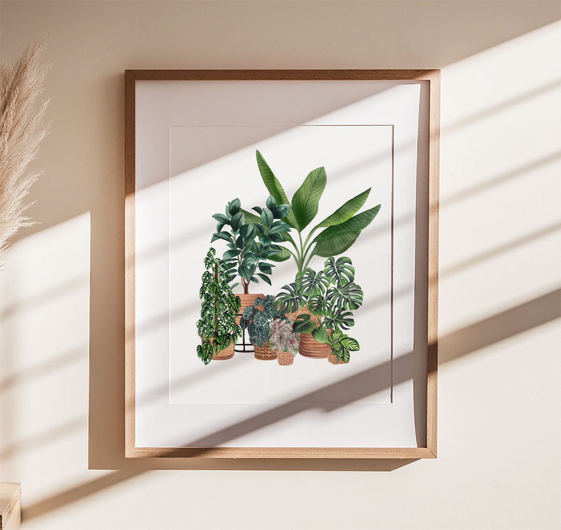 Banana Monstera Ficus Watercolor Tropical Botanical Plant Poster - Image 3