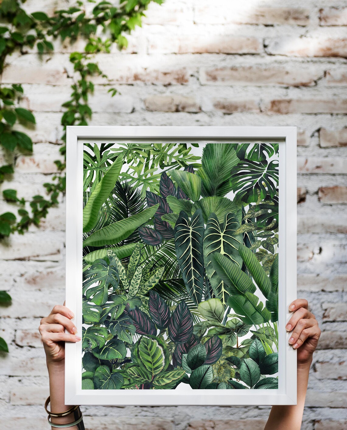 Urban Jungle Dark Tropical Leaves Botanical Illustration Poster - Image 3